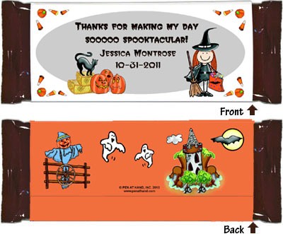 Pen At Hand Stick Figure Candy Wrappers - Halloween (Girl)