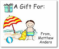 Pen At Hand Stick Figures - Gift Stickers - Beach Boy (Color)