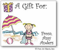Pen At Hand Stick Figures - Gift Stickers - Beach Girl (Color)