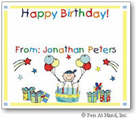 Pen At Hand Stick Figures - Gift Stickers - Cake Boy (Color)