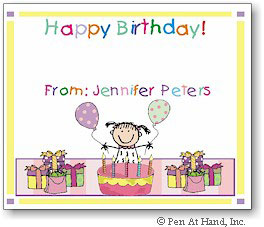 Pen At Hand Stick Figures - Gift Stickers - Cake Girl (Color)