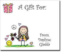 Pen At Hand Stick Figures - Gift Stickers - Peace Girl (Color)