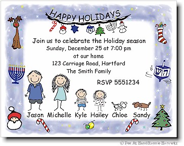 Pen At Hand Stick Figures - Invitations - Mixed #4 (Holiday)