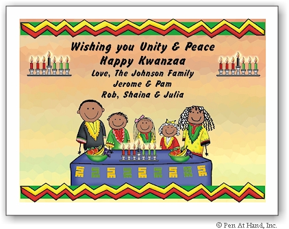 Pen At Hand Stick Figures - Full Color Holiday Cards - Kwanzaa-1