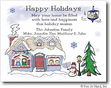 Pen At Hand Stick Figures - Full Color Holiday Cards - Mixed6