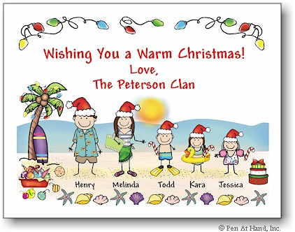 Pen At Hand Stick Figures - Full Color Holiday Cards - Xmas-Tropical2