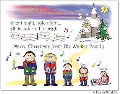 Pen At Hand Stick Figures - Full Color Holiday Cards - Xmas12
