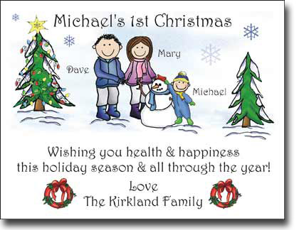 Pen At Hand Stick Figures - Full Color Holiday Cards - Xmas19 - Baby Boy