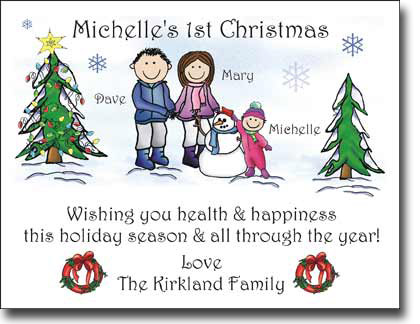 Pen At Hand Stick Figures - Full Color Holiday Cards - Xmas19 - Baby Girl