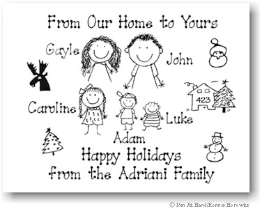 Pen At Hand Stick Figures - Full Color Holiday Cards - Xmas1