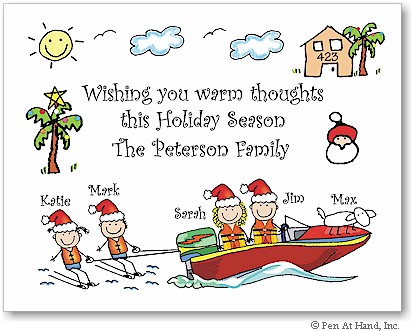 Pen At Hand Stick Figures - Full Color Holiday Cards - Xmas Tropical Water Pen At Hand Stick Figures - Full Color Holiday Cards - Xmas Tropical Water