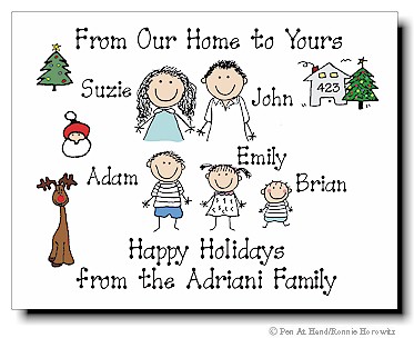 Pen At Hand Stick Figures - Full Color Holiday Cards - Xmas2FC