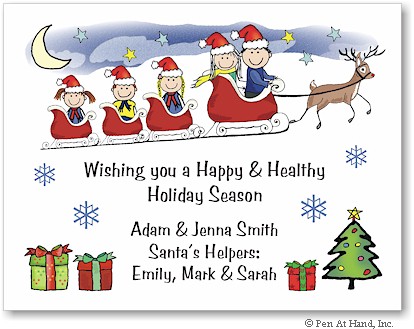 Pen At Hand Stick Figures - Full Color Holiday Cards - Xmas4FC