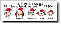 Pen At Hand Stick Figures - Holiday Address Labels (Santa Hats FC)