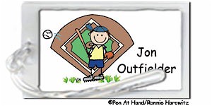 Pen At Hand Stick Figures - Luggage/ID Tags - Baseball