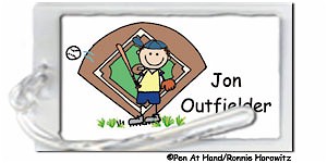 Pen At Hand Stick Figures - Luggage/ID Tags - Baseball Pen At Hand Stick Figures - Luggage/ID Tags - Baseball