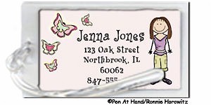 Pen At Hand Stick Figures - Luggage/ID Tags - Butterflies