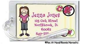 Pen At Hand Stick Figures - Luggage/ID Tags - Circle Flowers