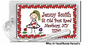 Pen At Hand Stick Figures - Luggage/ID Tags - Heart Border Pen At Hand Stick Figures - Luggage/ID Tags - Heart Border