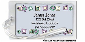 Pen At Hand Stick Figures - Luggage/ID Tags - Squares
