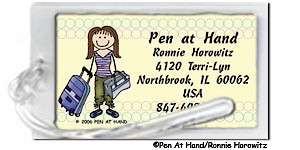 Pen At Hand Stick Figures - Luggage/ID Tags - Suitcases & Woman