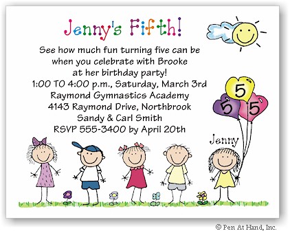 Pen At Hand Stick Figures - Invitations - Birthday Line