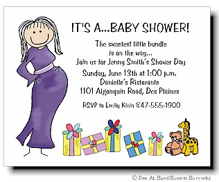 Pen At Hand Stick Figures - Invitations - Baby Shower 2
