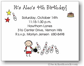 Pen At Hand Stick Figures - Invitations - Bowling