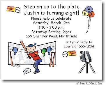 Pen At Hand Stick Figures - Invitations - Batting Cage