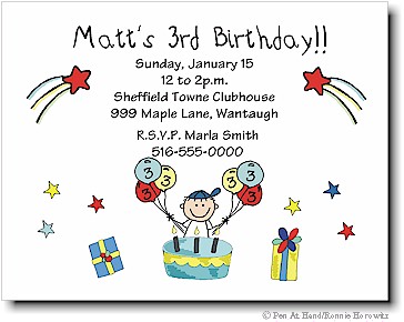 Pen At Hand Stick Figures - Invitations - Birthday Cake