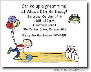 Pen At Hand Stick Figures - Invitations - Bowling2