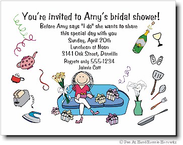 Pen At Hand Stick Figures - Invitations - Bridal Shower