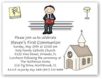 Pen At Hand Stick Figures - Invitations - Communion 3 (Boy)