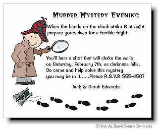 Pen At Hand Stick Figures - Invitations - Detective