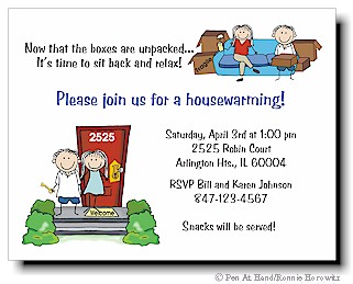 Pen At Hand Stick Figures - Invitations - Housewarming