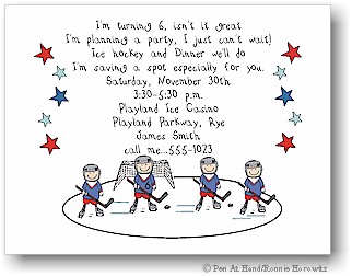 Pen At Hand Stick Figures - Invitations - Ice Hockey