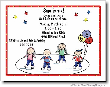 Pen At Hand Stick Figures - Invitations - Ice Rink - Jeans