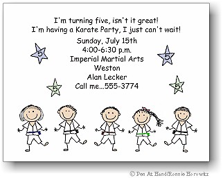 Pen At Hand Stick Figures - Invitations - Karate (color)