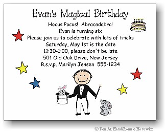 Pen At Hand Stick Figures - Invitations - Magician Pen At Hand Stick Figures - Invitations - Magician