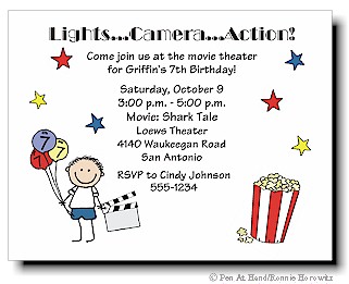 Pen At Hand Stick Figures - Invitations - Movie