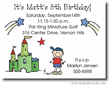 Pen At Hand Stick Figures - Invitations - Minigolf