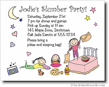 Pen At Hand Stick Figures - Invitations - Slumber Party Pen At Hand Stick Figures - Invitations - Slumber Party