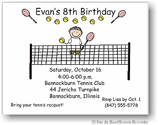 Pen At Hand Stick Figures - Invitations - Tennis