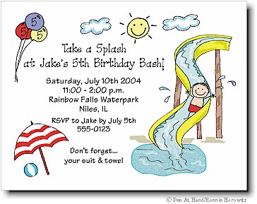 Pen At Hand Stick Figures - Invitations - Waterpark