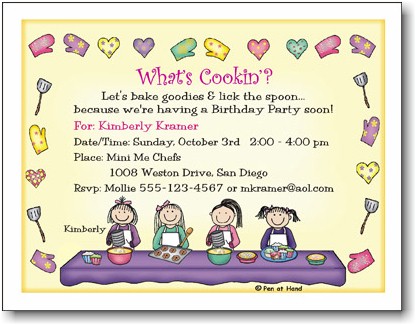Pen At Hand Stick Figures - Invitations - Baking (Inv 1009)