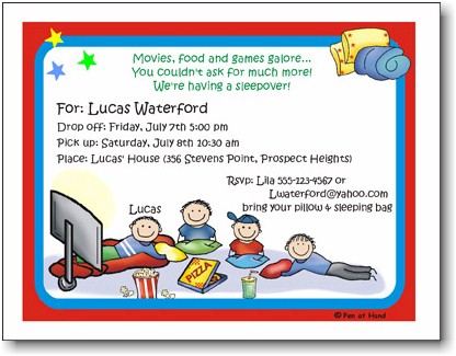 Pen At Hand Stick Figures - Invitations - Sleepover - Boy (Inv 1014) Pen At Hand Stick Figures - Invitations - Sleepover - Boy (Inv 1014)