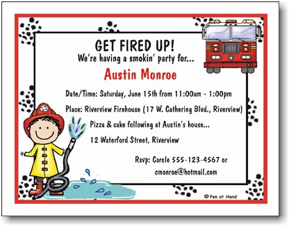 Pen At Hand Stick Figures - Invitations - Firehouse (Inv 1034)