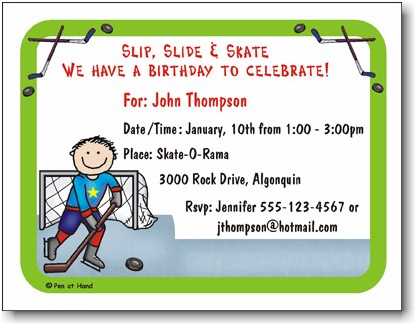 Pen At Hand Stick Figures - Invitations - Hockey (Inv 1043)