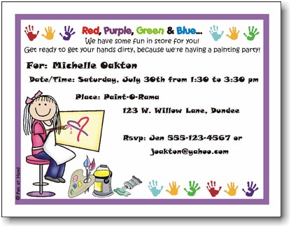 Pen At Hand Stick Figures - Invitations - Painting - Girl (Inv 1052 G)