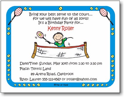 Pen At Hand Stick Figures - Invitations - Tennis - Boy (Inv 1055 B)